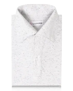 Active Fit Linen blend Speckled White Grey Polo Shirt