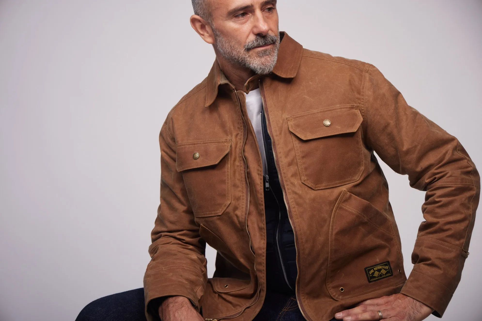 The Driggs Waxed Canvas Field Tan Riding Jacket Seamless construction