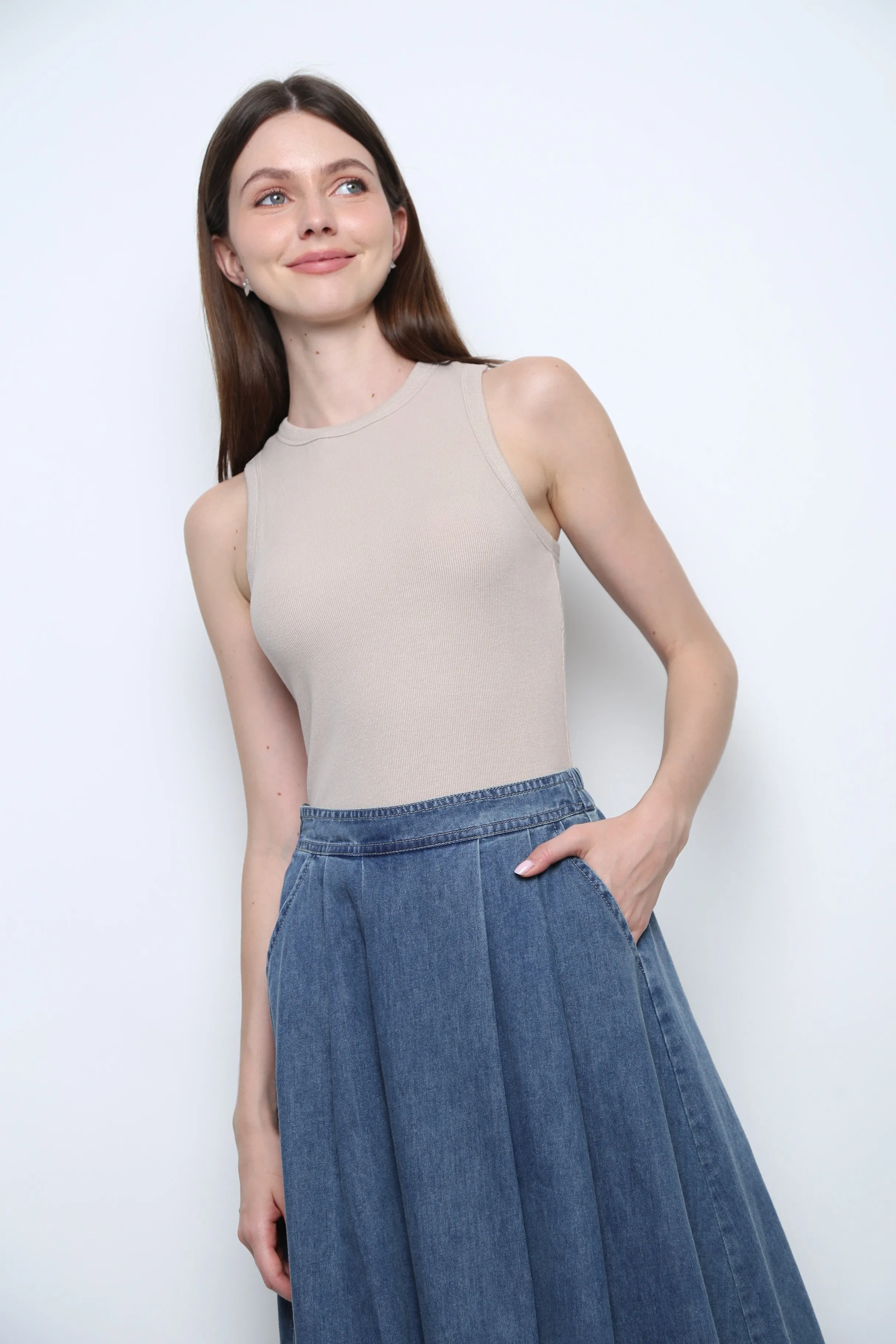 NonFadeFinish TaglessComfort Snoozie Padded Tank Oat Ash (Restock)