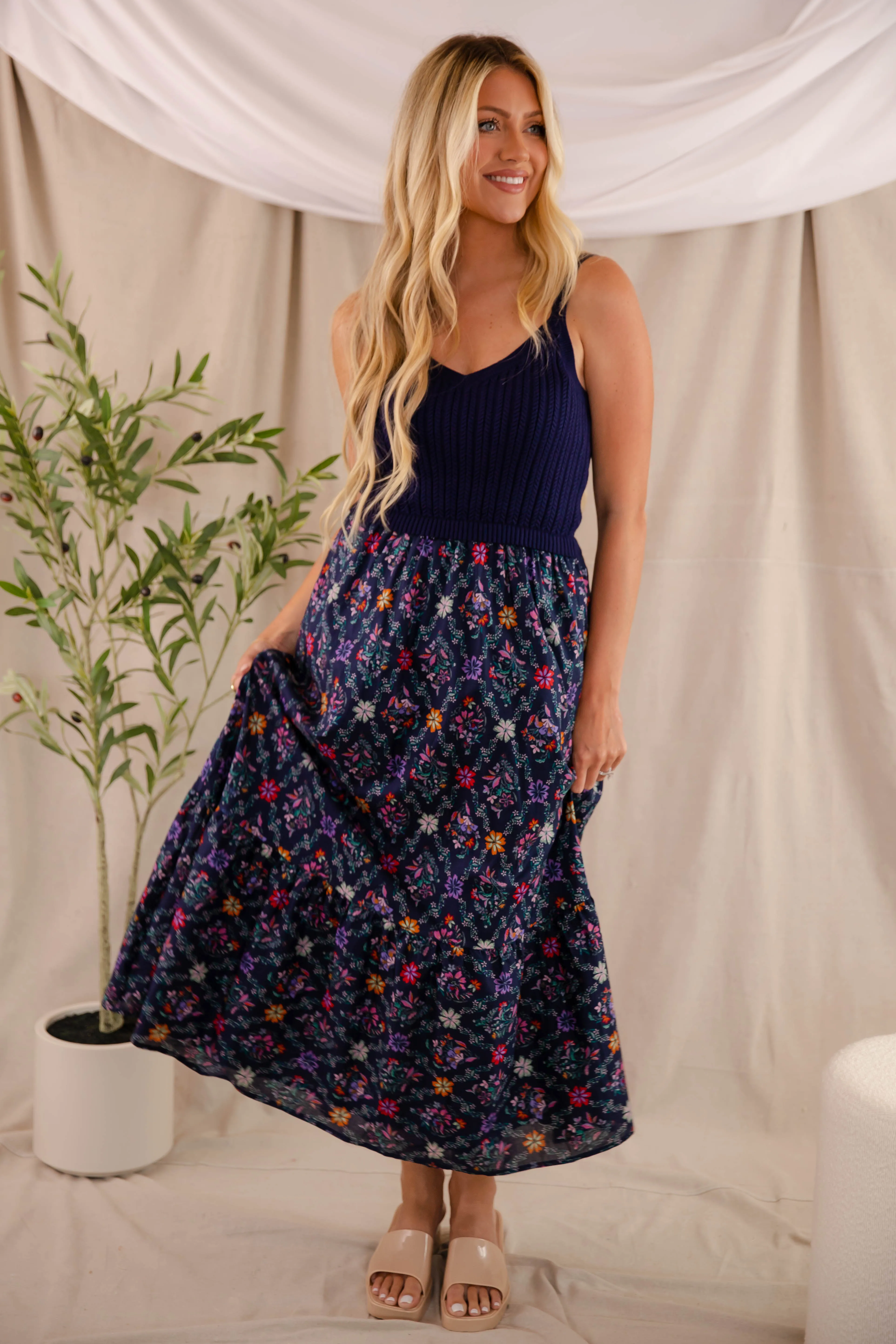 First Time Ever Midi Dress Metallic Finish