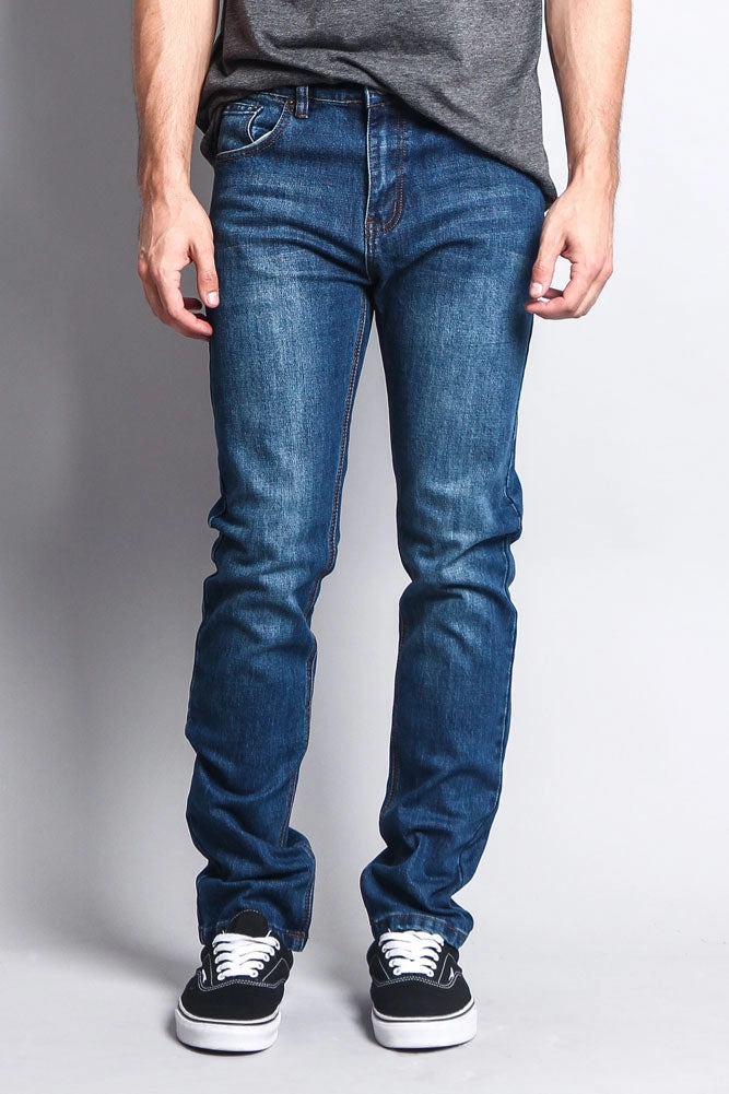 No Wrinkle Premium Denim Skinny Fit Jeans (Indigo Blue)