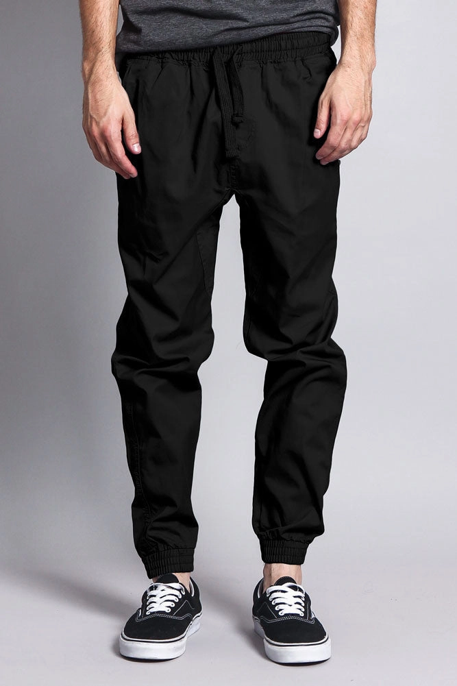 Non-Stretch Twill Jogger Pants Bi Stretch Fabric Low Bulk