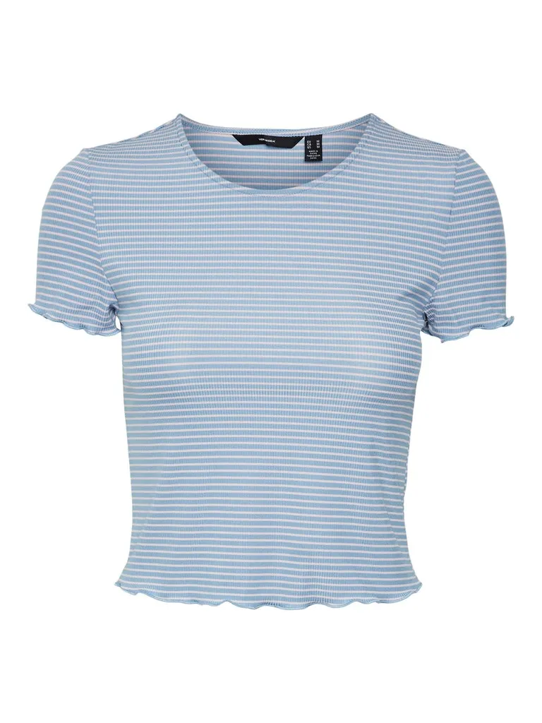 Jill Short Sleeve Crop Top-Stripe Bonded Seam Tape