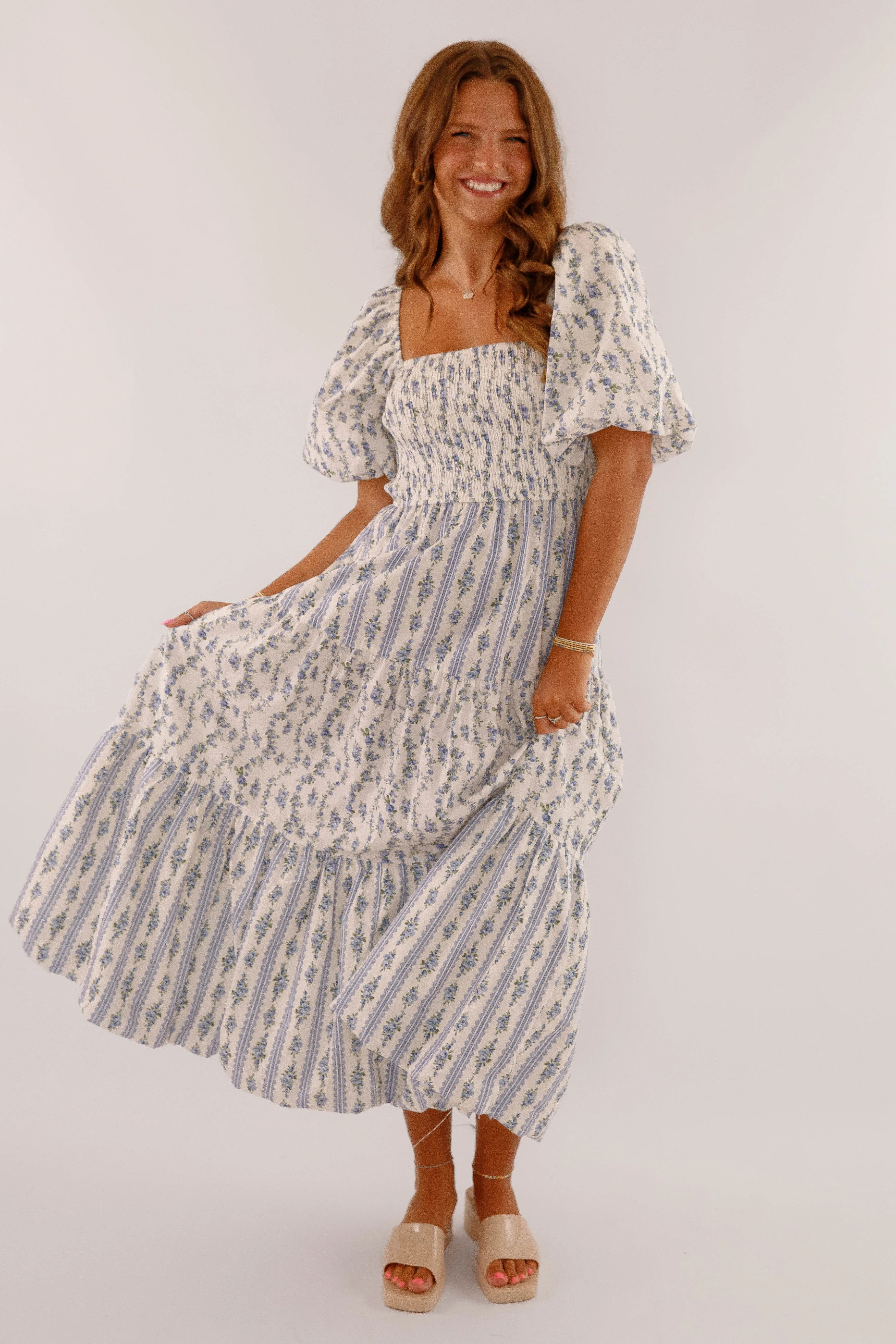 Nothing Is By Chance Maxi Dress-Blue Recycled-Material