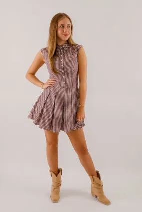 Inner lining Not In My Nature Dress-Maroon Gingham