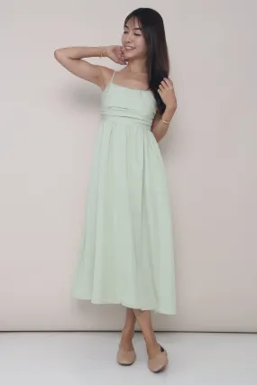 Flower Soft CNY Glennis Ruche Strappy Midi Dress Apple Mint