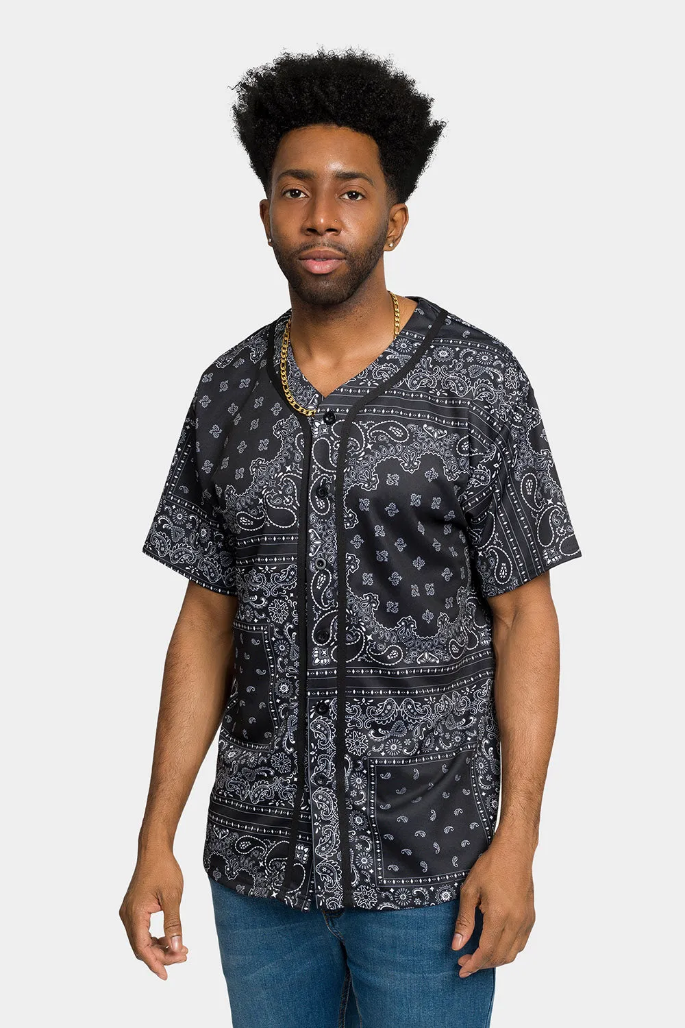 Bandana Paisley Baseball Jersey Tailored Placket