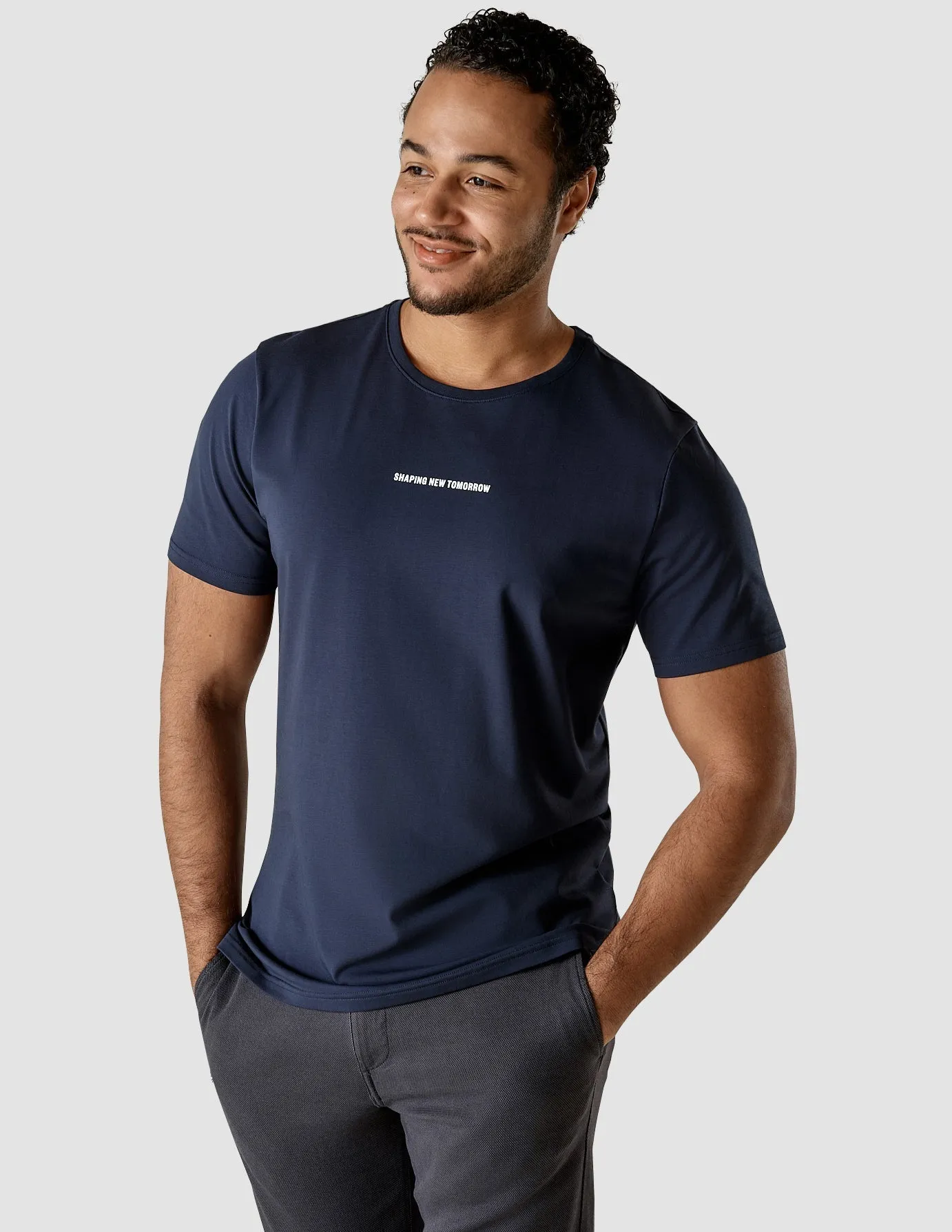 Supima Autograph T-shirt Navy Stretch Material Flexible Waist