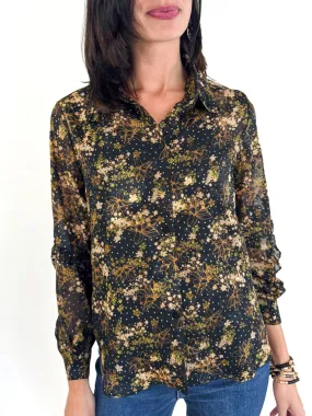 Relaxed Wear Versatile Fit Black & Gold Floral Blouse