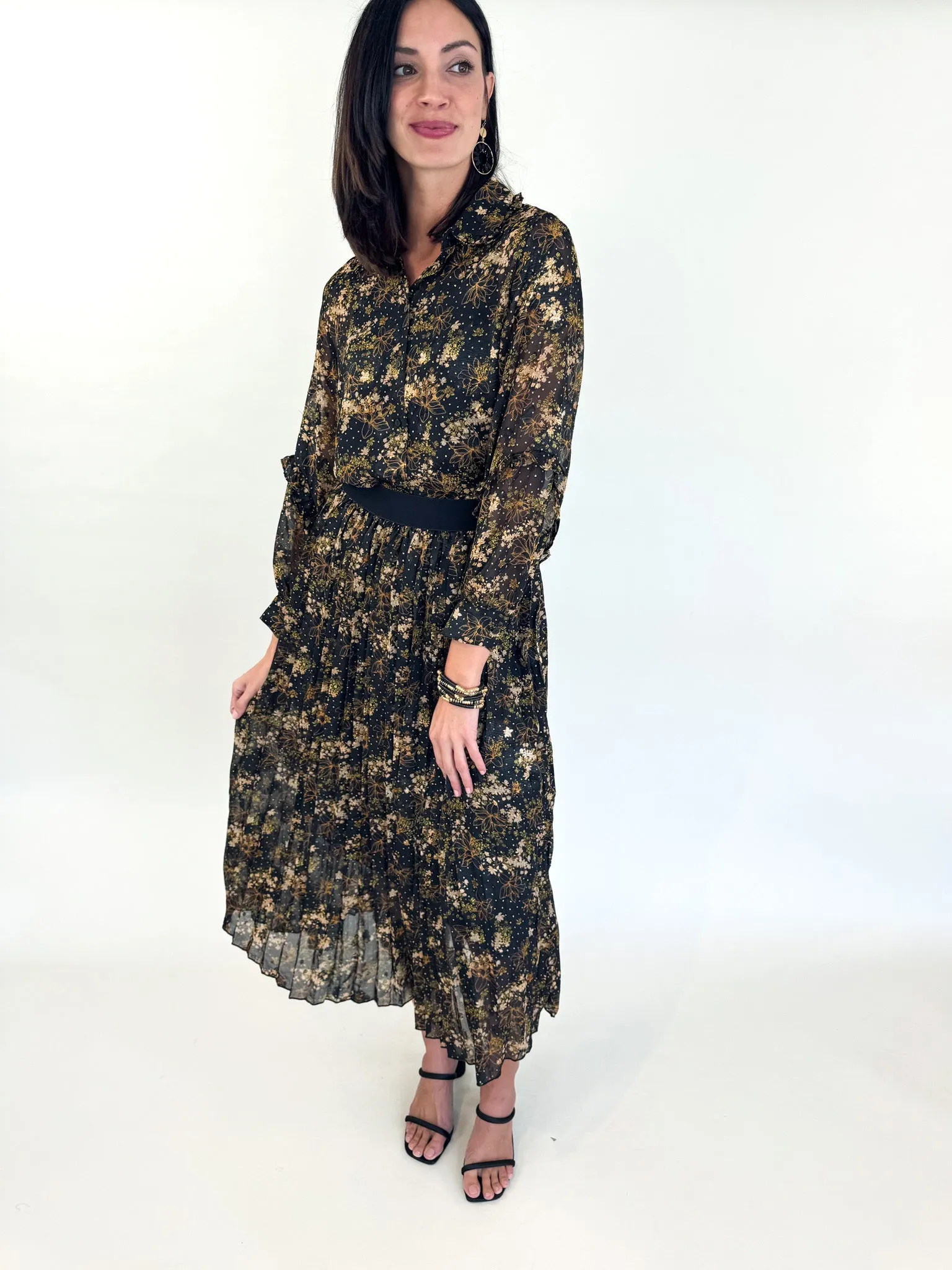 Seasonal Collection Urban Edge Black & Gold Floral Blouse