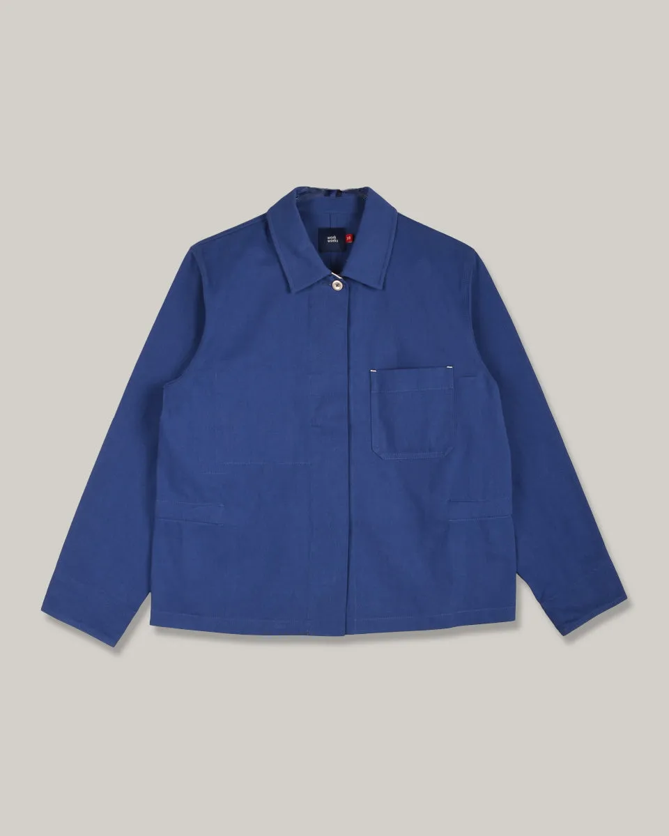 WORK WORKS WOMENS CROPPED JACKET - BLUE TWILL High Loft Insulation Canvas Make