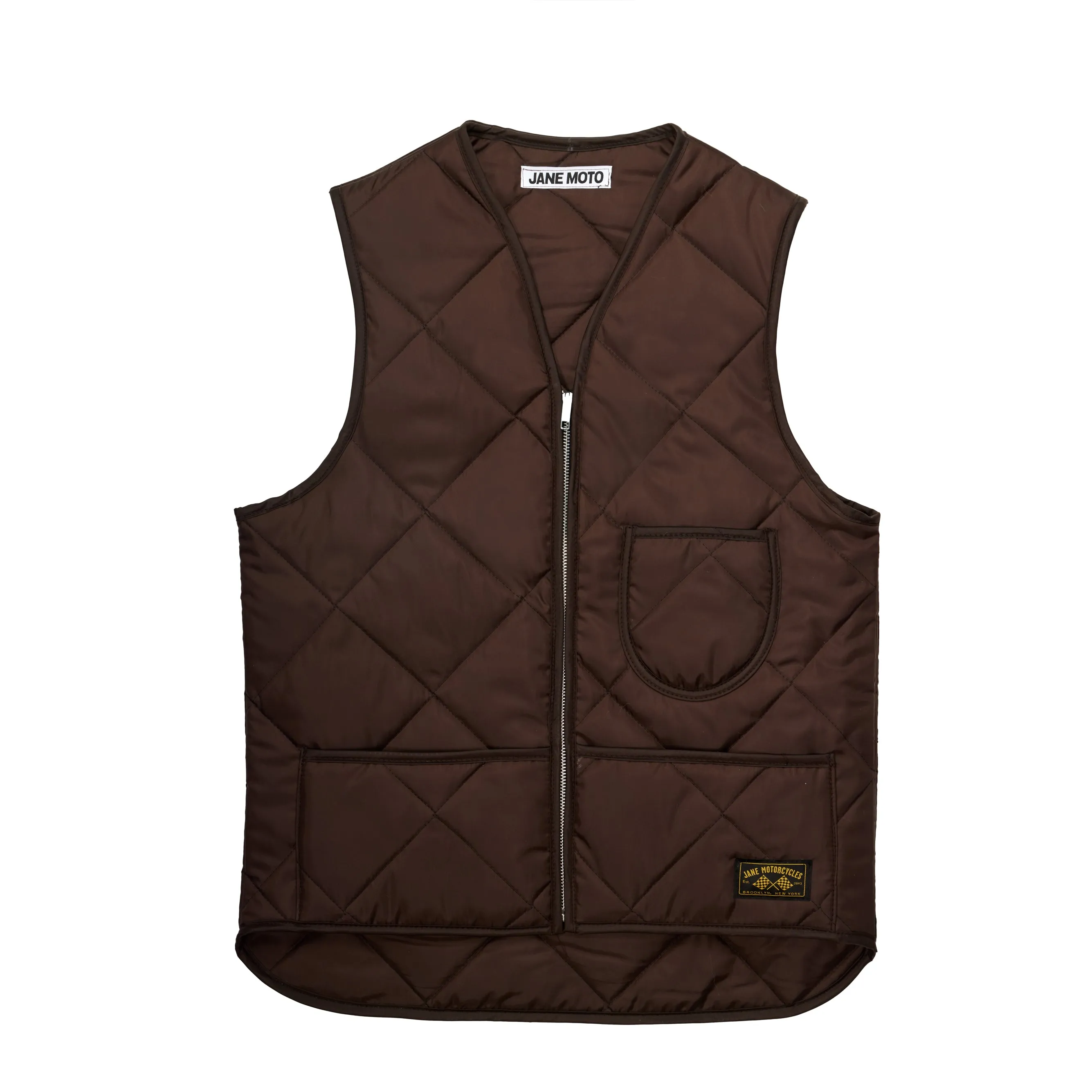 THE UNION QUILTED VEST - Brown Pattern Print Buttery Soft Handfeel