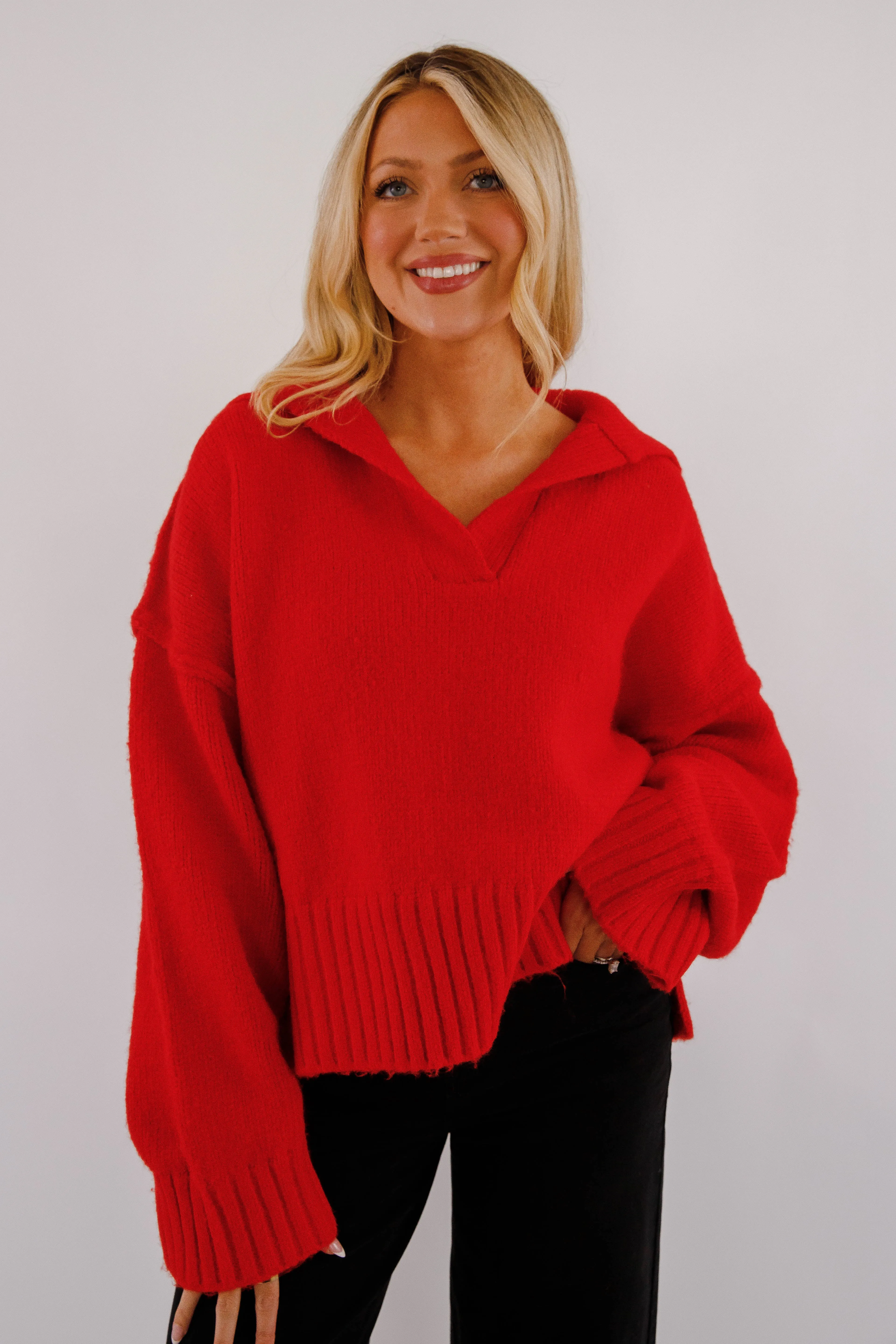 Stretch Knit Technology On The Other Side Sweater-Red