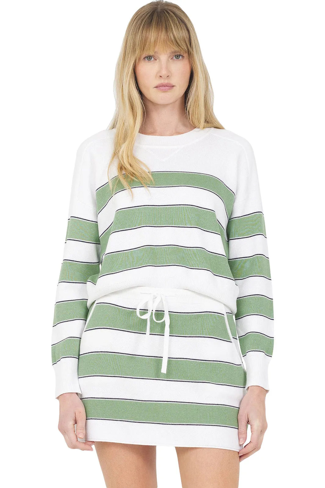 High Density Weave One Grey Day Warwick Mini Skirt in Matcha Combo