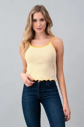 EthicallySourced Exposure Stripe Lettuce Hem Cotton Cami