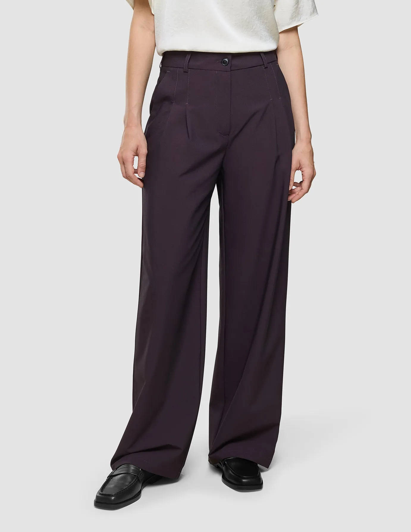 Women's Avira Pants Wide Burgundy Berry Airy Feel
