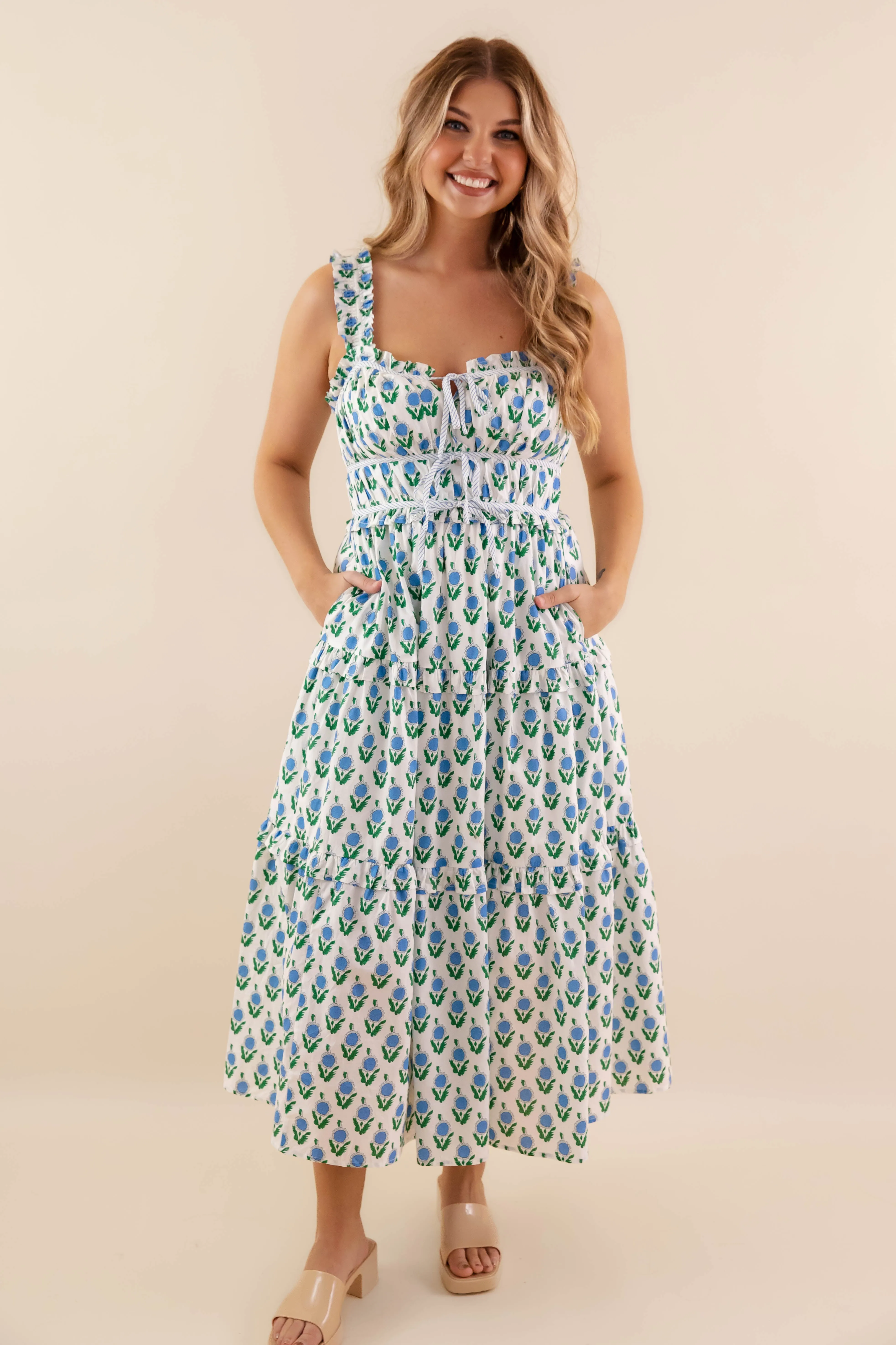 Free Step Owe It To You Midi Dress-Blue