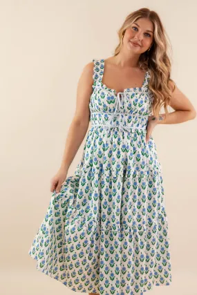 Bridal-Shower Owe It To You Midi Dress-Blue