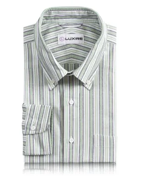 Oxford: Shades of Green Mauve Stripes Shirt EasyCare Fabric