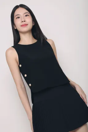 Parker Side Button Sleeveless Blouse Black PortableOption slim fit