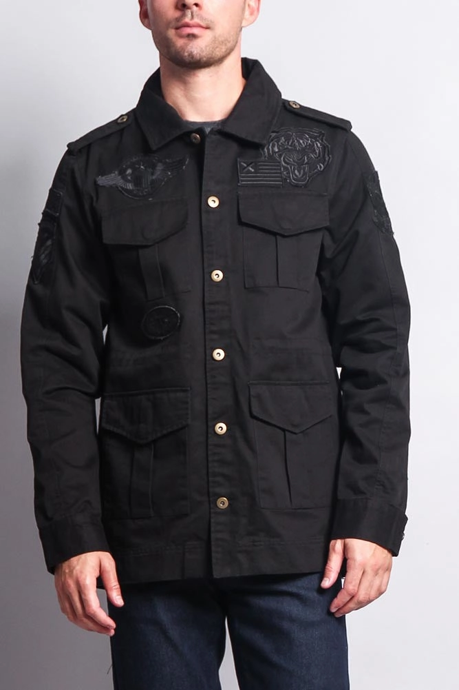 Reinforced Elbow Padding Quick Access Pockets Patched Army Jacket