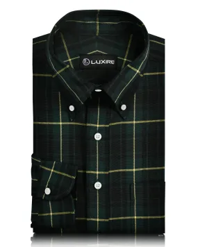 Relaxed Silhouette Tartan Checks Green Black Yellow Shirt
