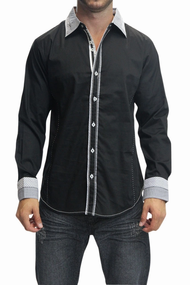 AntiStaticFabric Airflow Vents Pattern Contrast Button Up Shirt