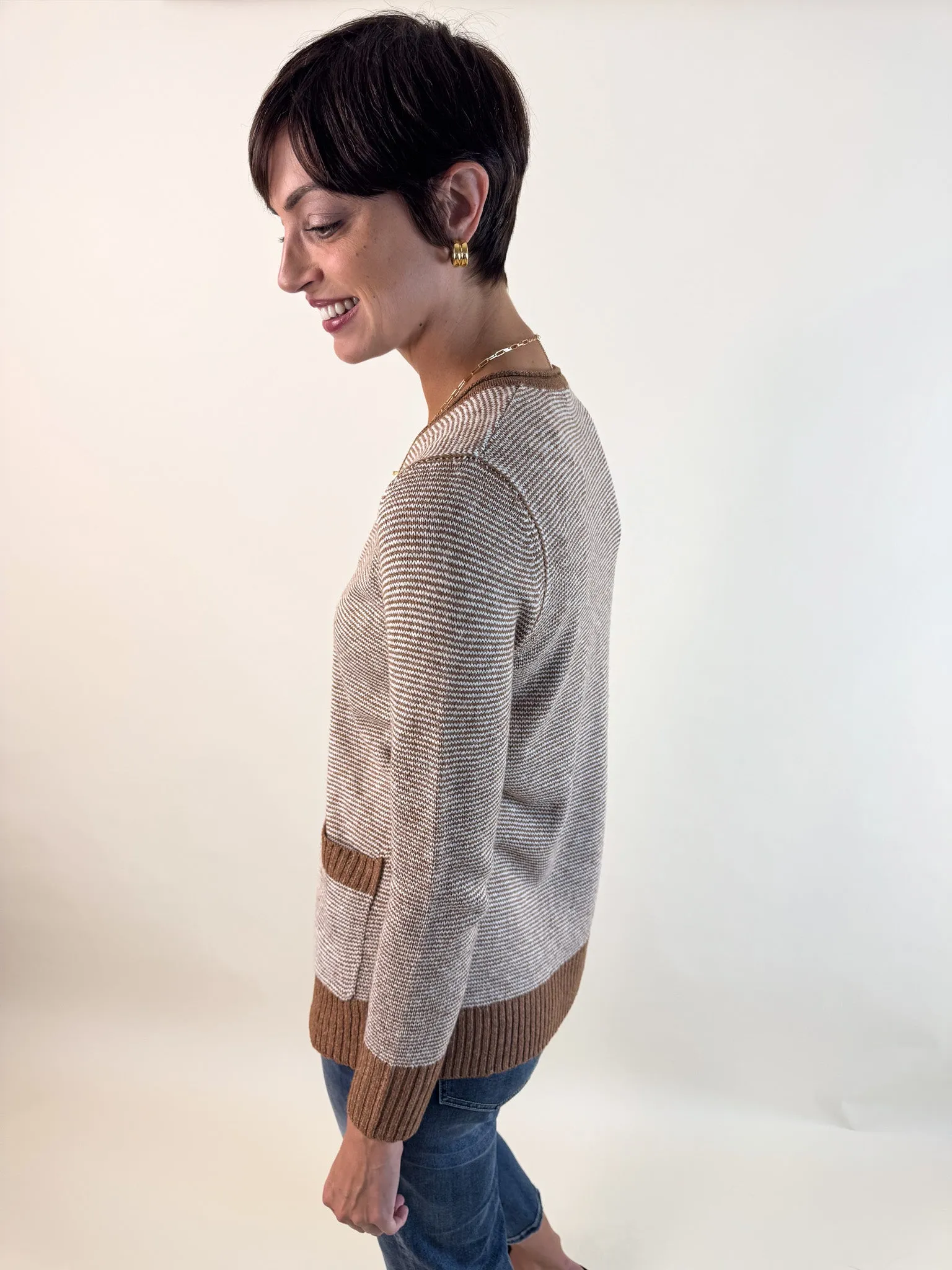 Cozy Knitwear Quick Fit Wear Kayla Pinstripe Knitted Cardigan