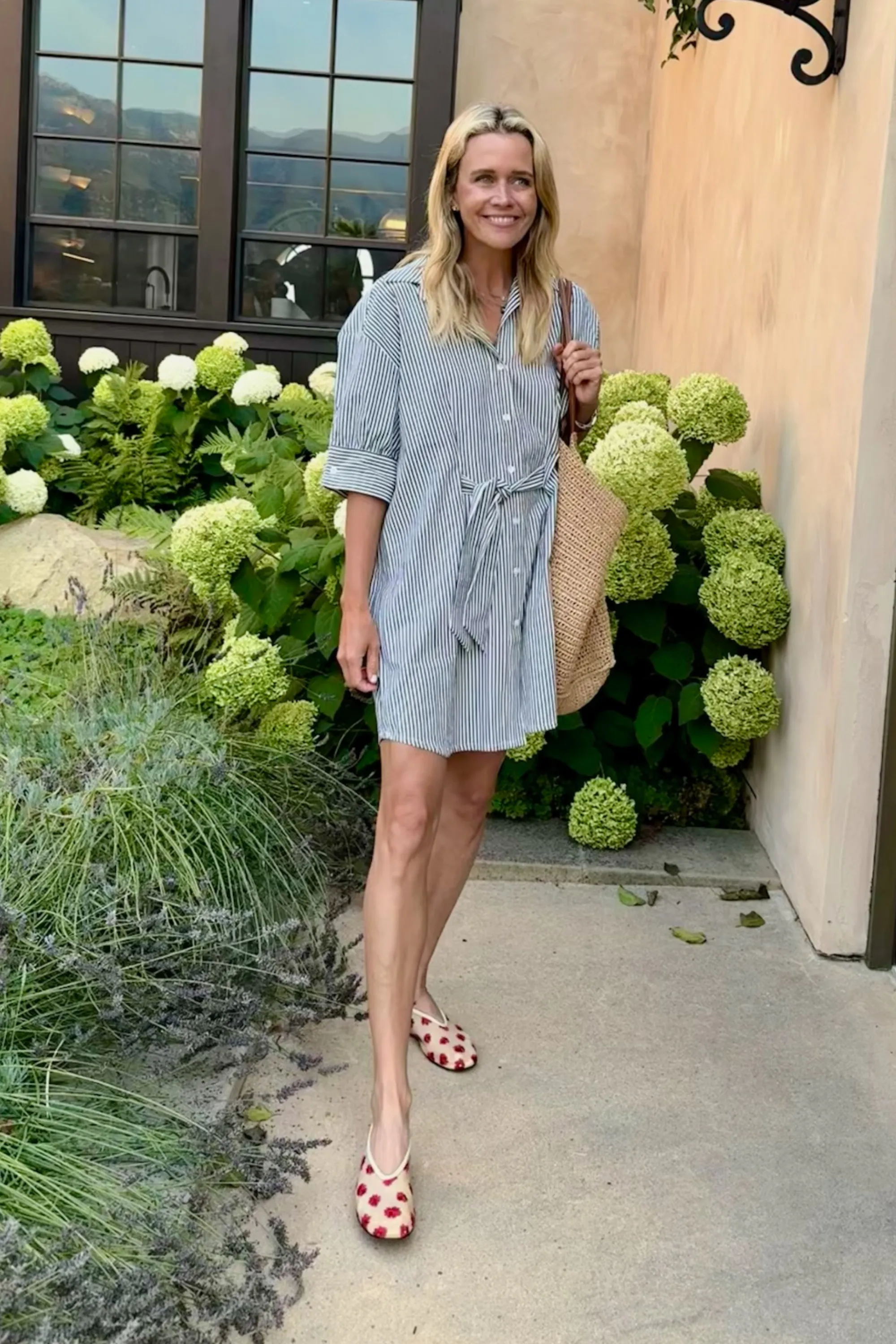 MASONS DAUGHTER | Anna Dress, Navy Striped Seersucker Lightweight Feel Sharp Finish