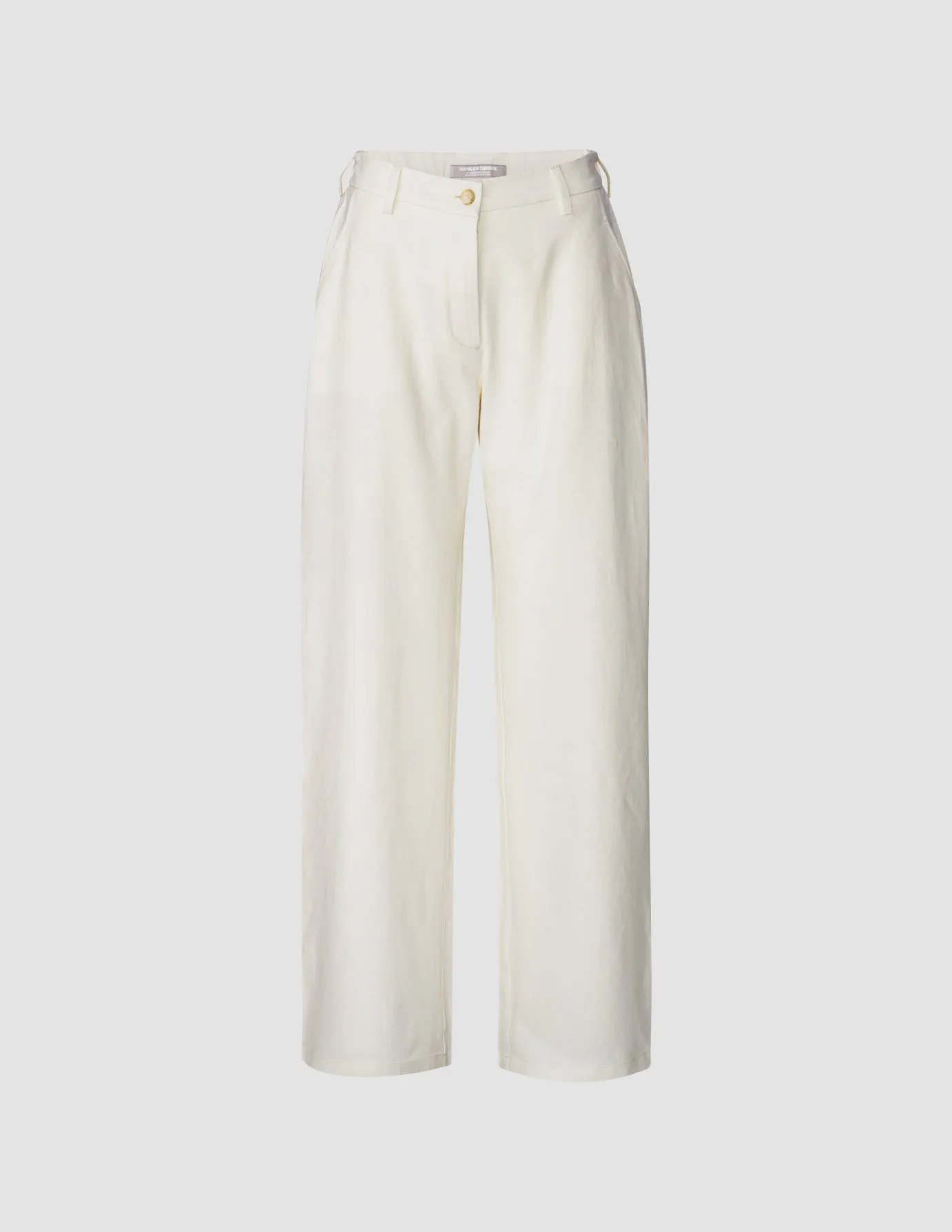 Linen Pants Off White Compact Fit FlexibleStretchWeave