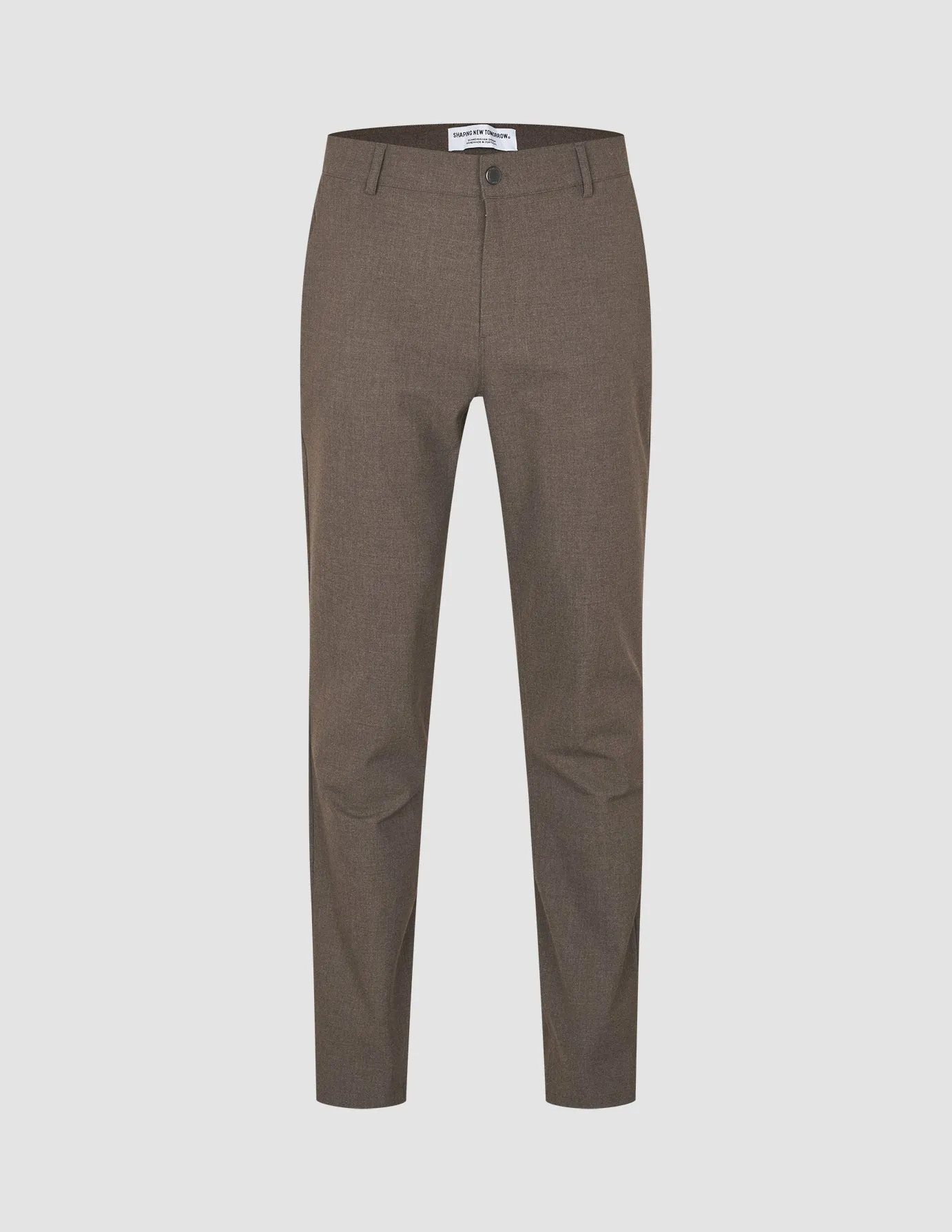 Rugged Fit Non Restrictive Cut Essential Pants Slim Saddle Brown Melange