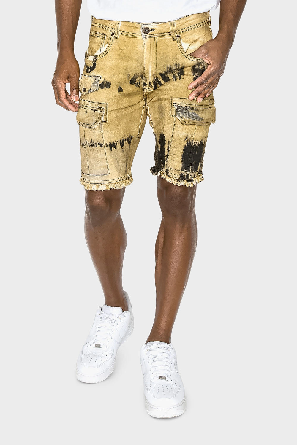 Packable Fit Slim Fit Dyed Cargo Denim Shorts