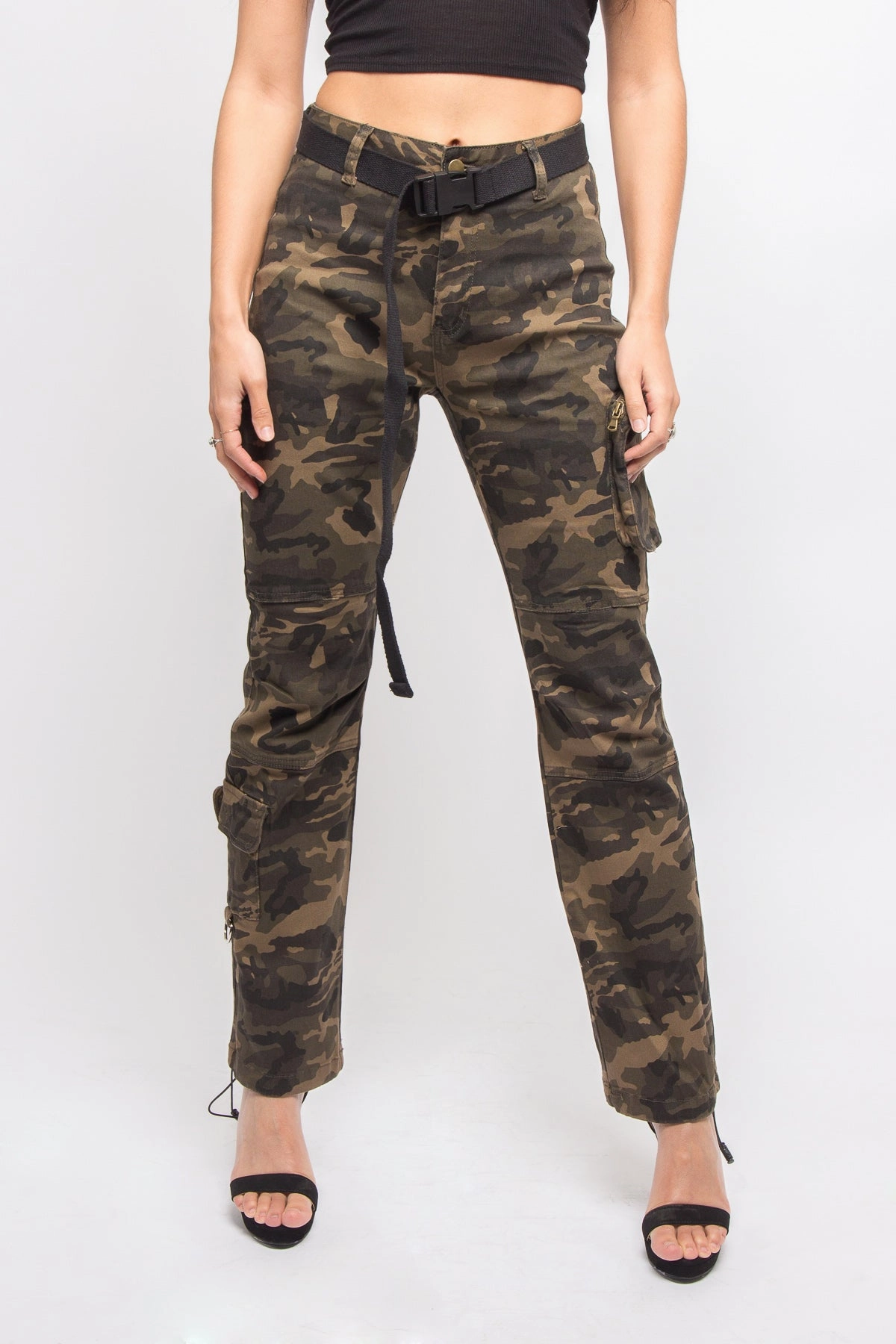 Sleek Fit Colored Utility Jogger with Belt