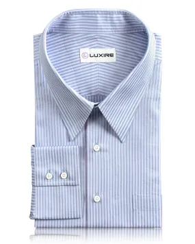 Trendy Vibes Pink Blue Satin Stripes on Pale Blue Shirt