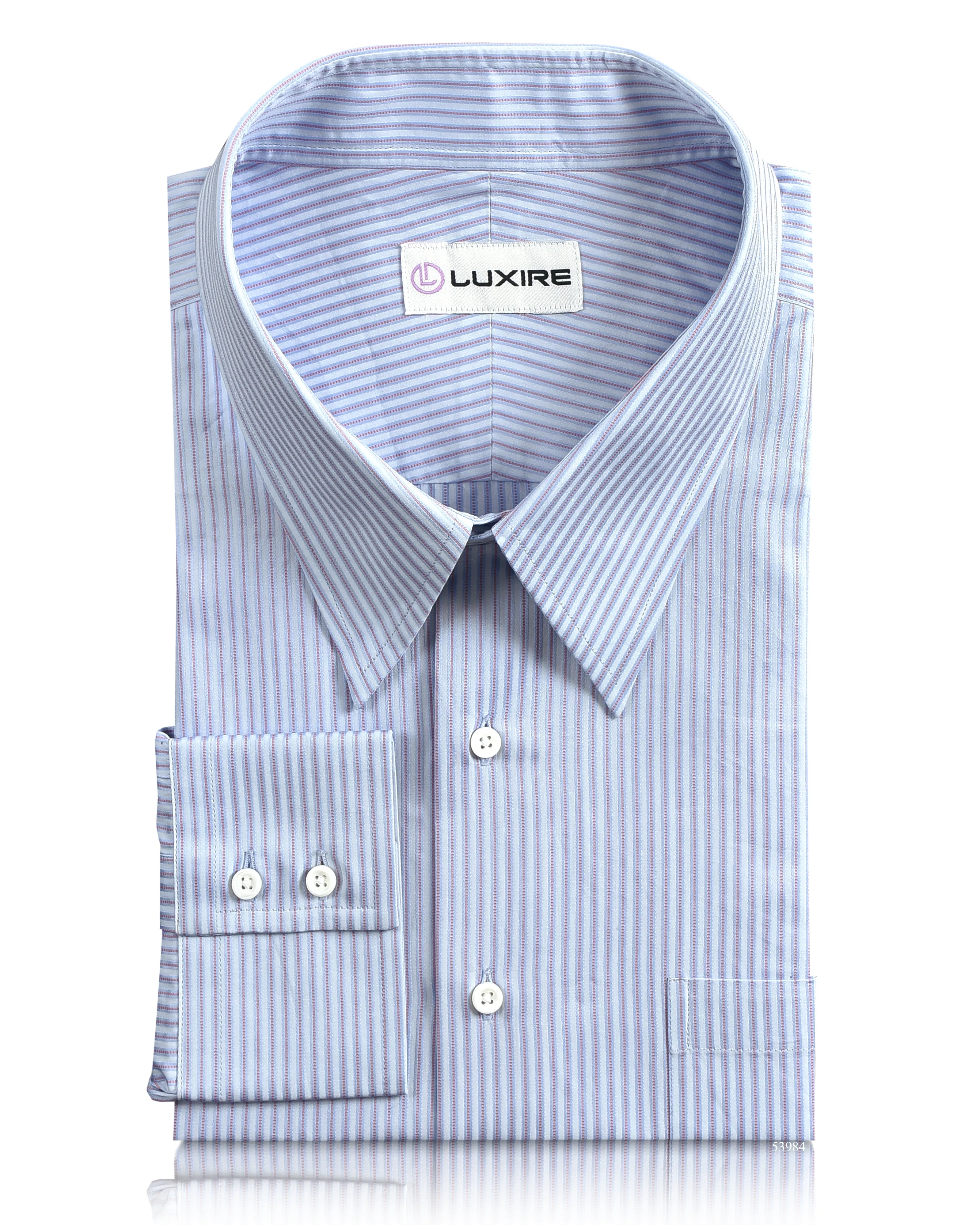 Trendy Vibes Pink Blue Satin Stripes on Pale Blue Shirt