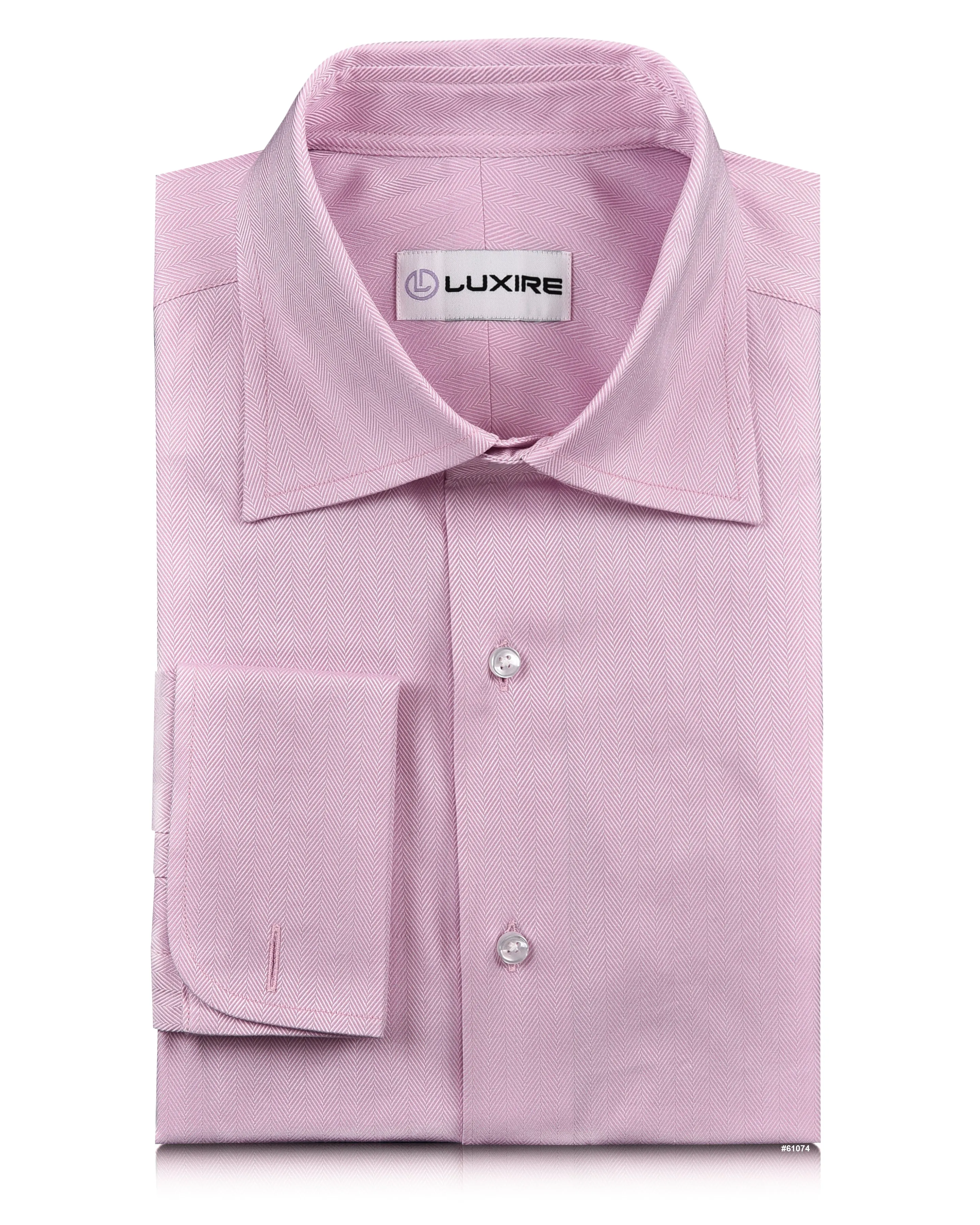 Multipurpose Layering Fabric Pink Herringbone Shirt