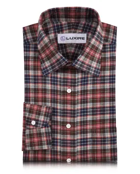 Mesh Insert Pink Sky Brown Navy Madras Flannel Shirt