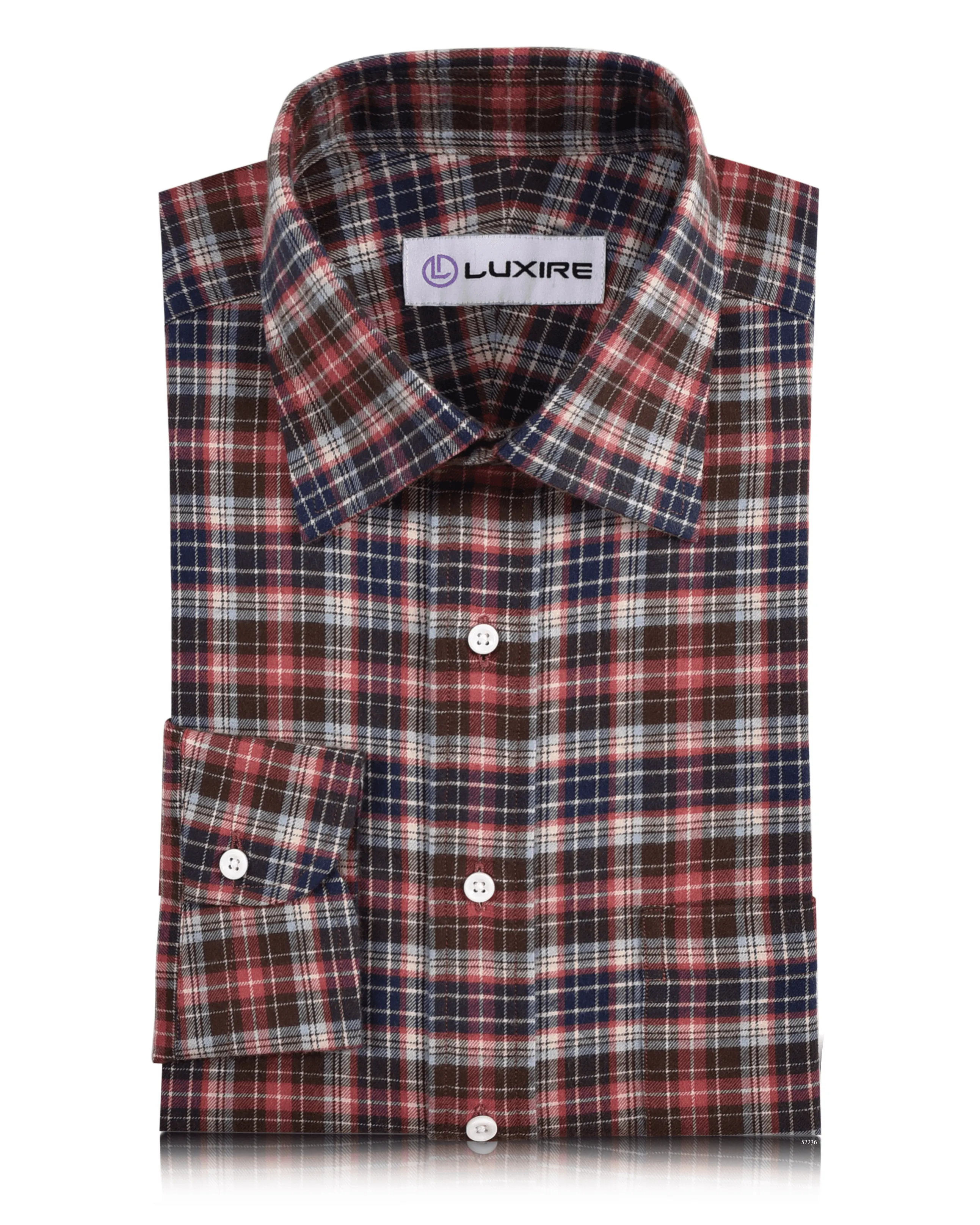 Seamless Sides Printed Pattern Pink Sky Brown Navy Madras Flannel Shirt