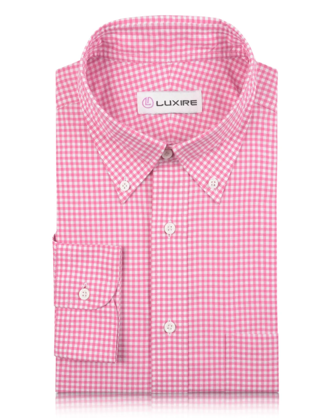 Fall Fashion Eye-Catching Pattern Pink White Mini Gingham Checks Shirt