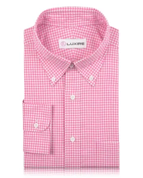 Fall Fashion Eye-Catching Pattern Pink White Mini Gingham Checks Shirt