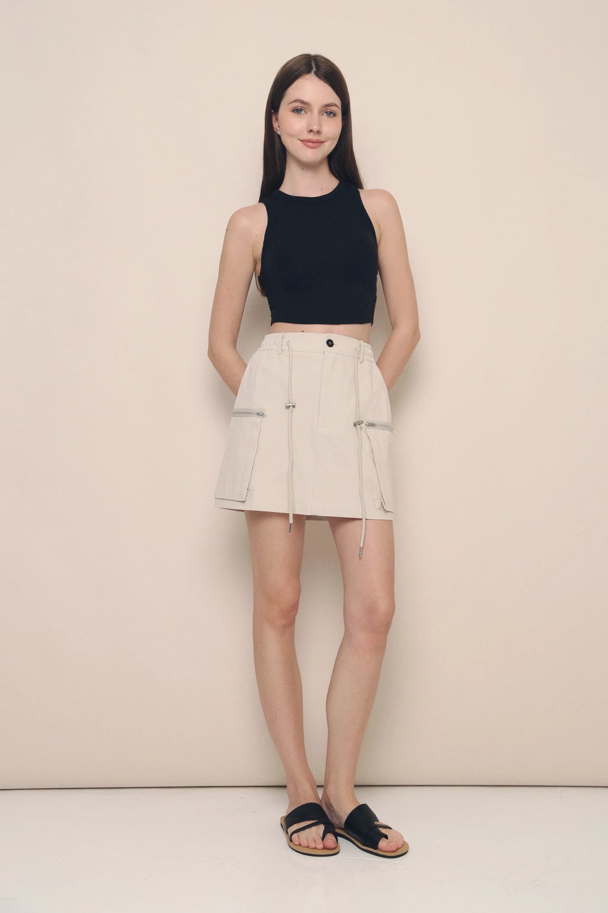 Piper Utility Skirt Slate Grey Soft Touch Casual Edge
