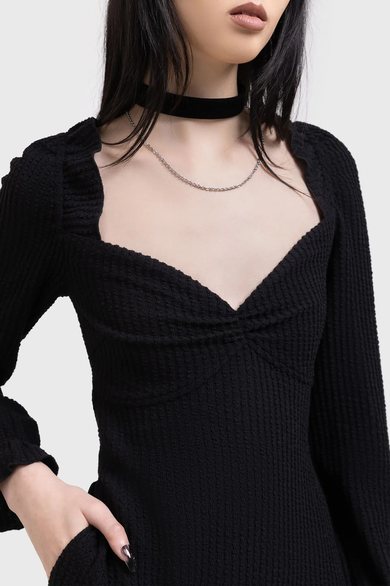 Timeless Waist Shadow Weave Midi Dress