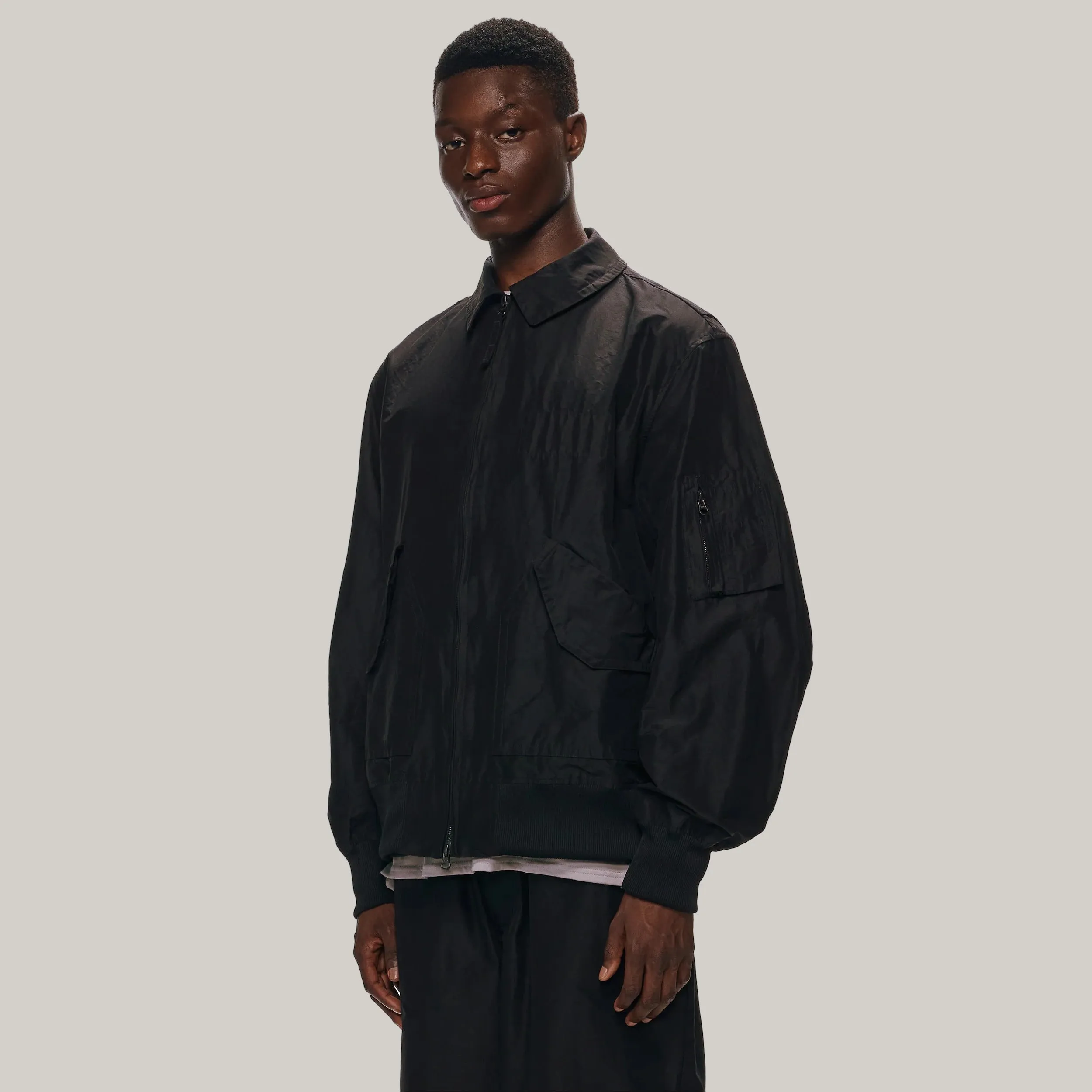 MARKA CWU-36P JACKET - BLACK Stitched Look Drop Tail Hem