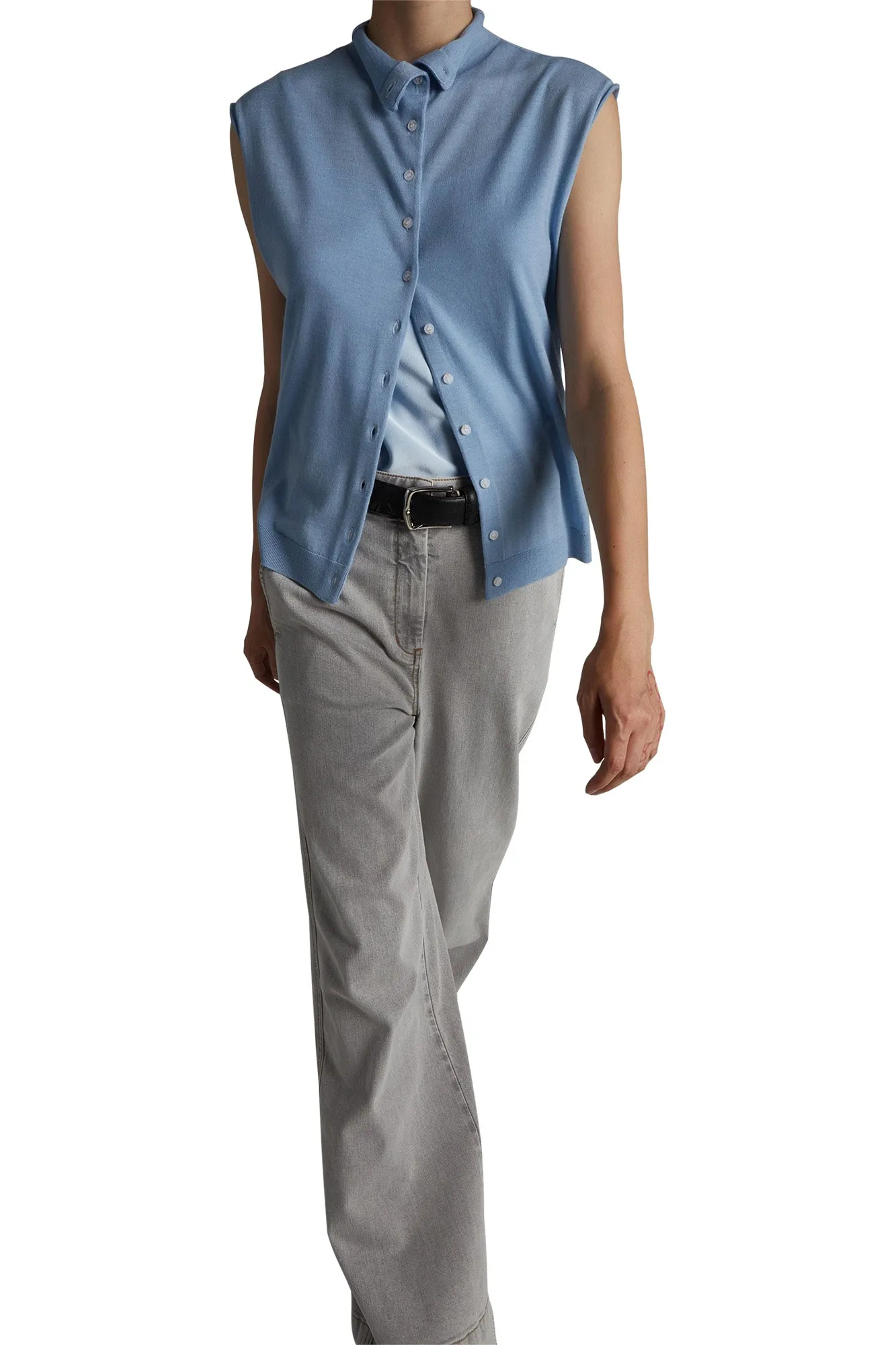 Streetwear Fan Beach Day Cool And Clean Saint Art Amber Wide-leg Denim Pant in Powder Grey