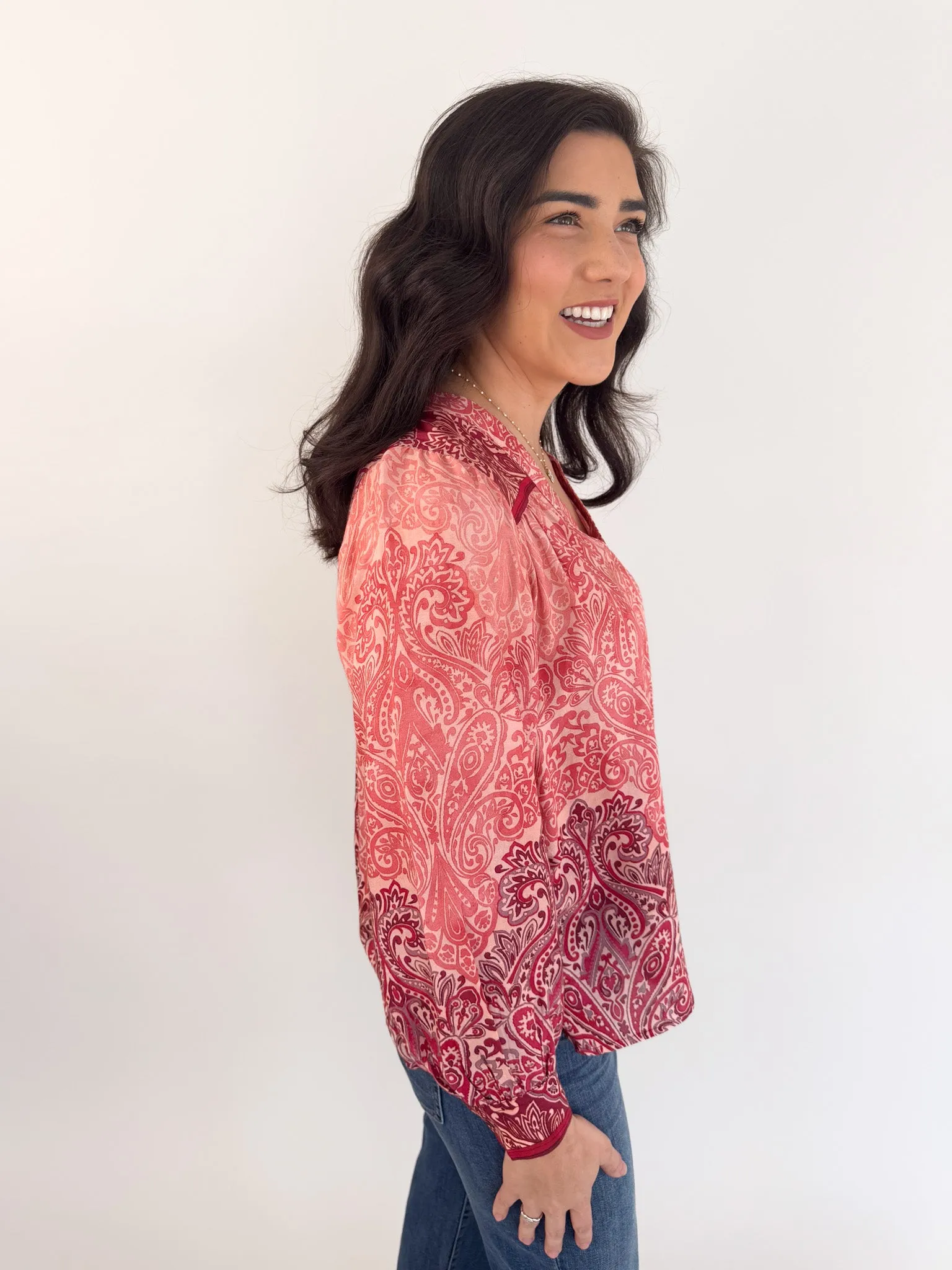 Brandi V-Neck Blouse Snag Resistant Fabric Urban Trend