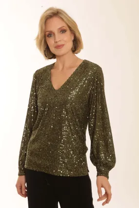 Organic Cotton Fiber FeatherlightConstruction Pomodoro Clothing Sequin Blouse 62351