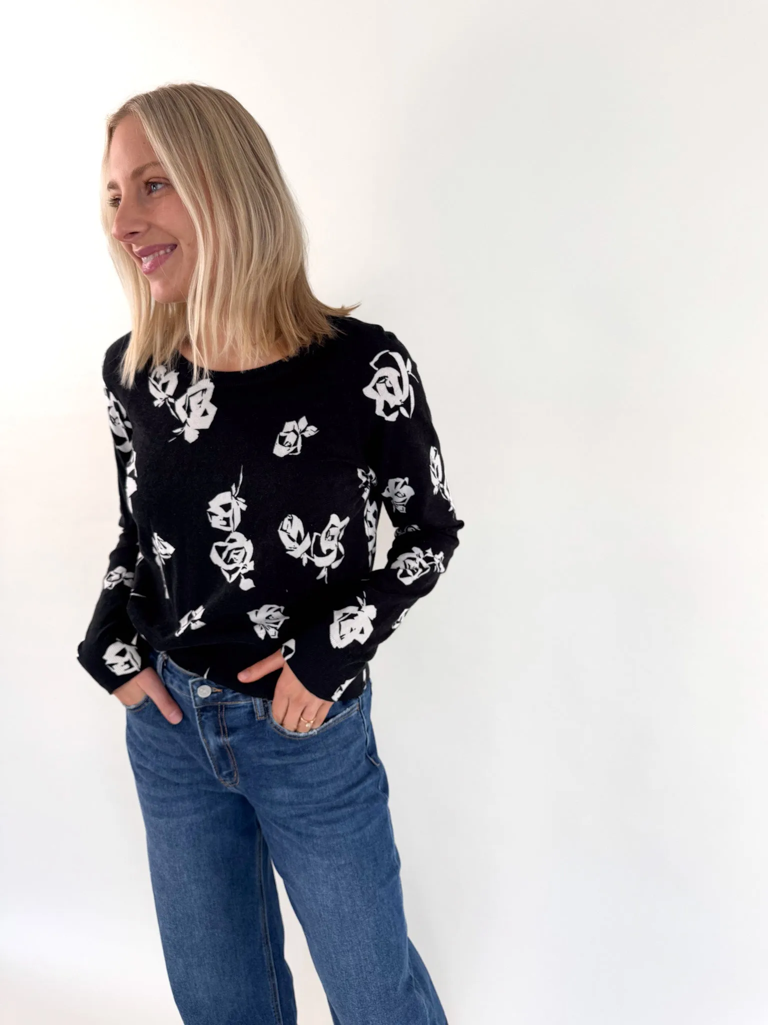 Pop of Floral All Day Sweater Active Layer Quick Fit Performance