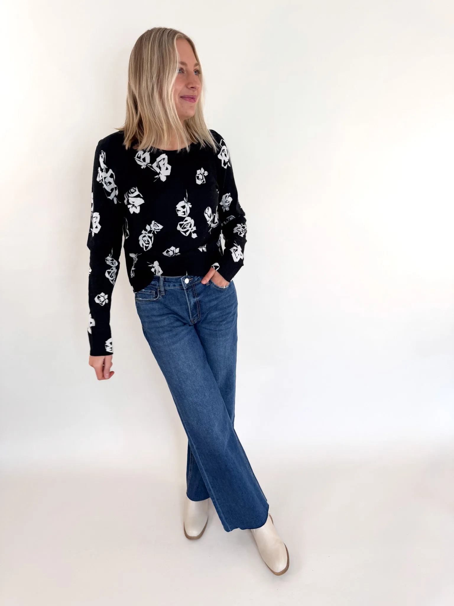 Light Fit Design layering option Pop of Floral All Day Sweater