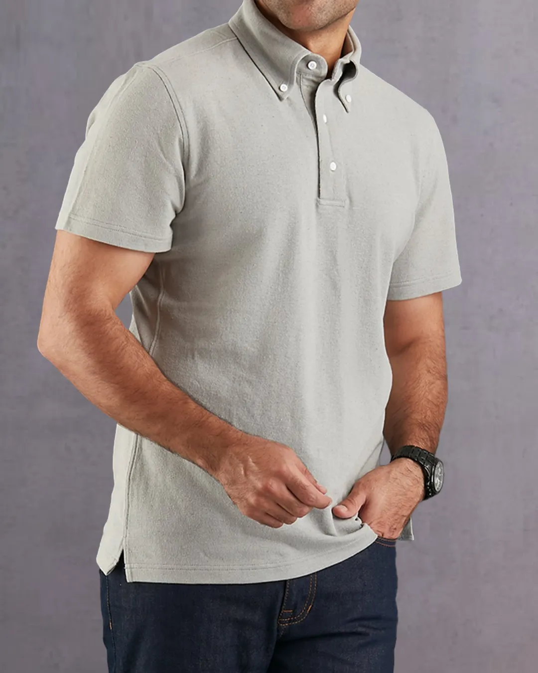 Porpoise Grey Polo T-Shirt Breathable Lining Smooth Finish