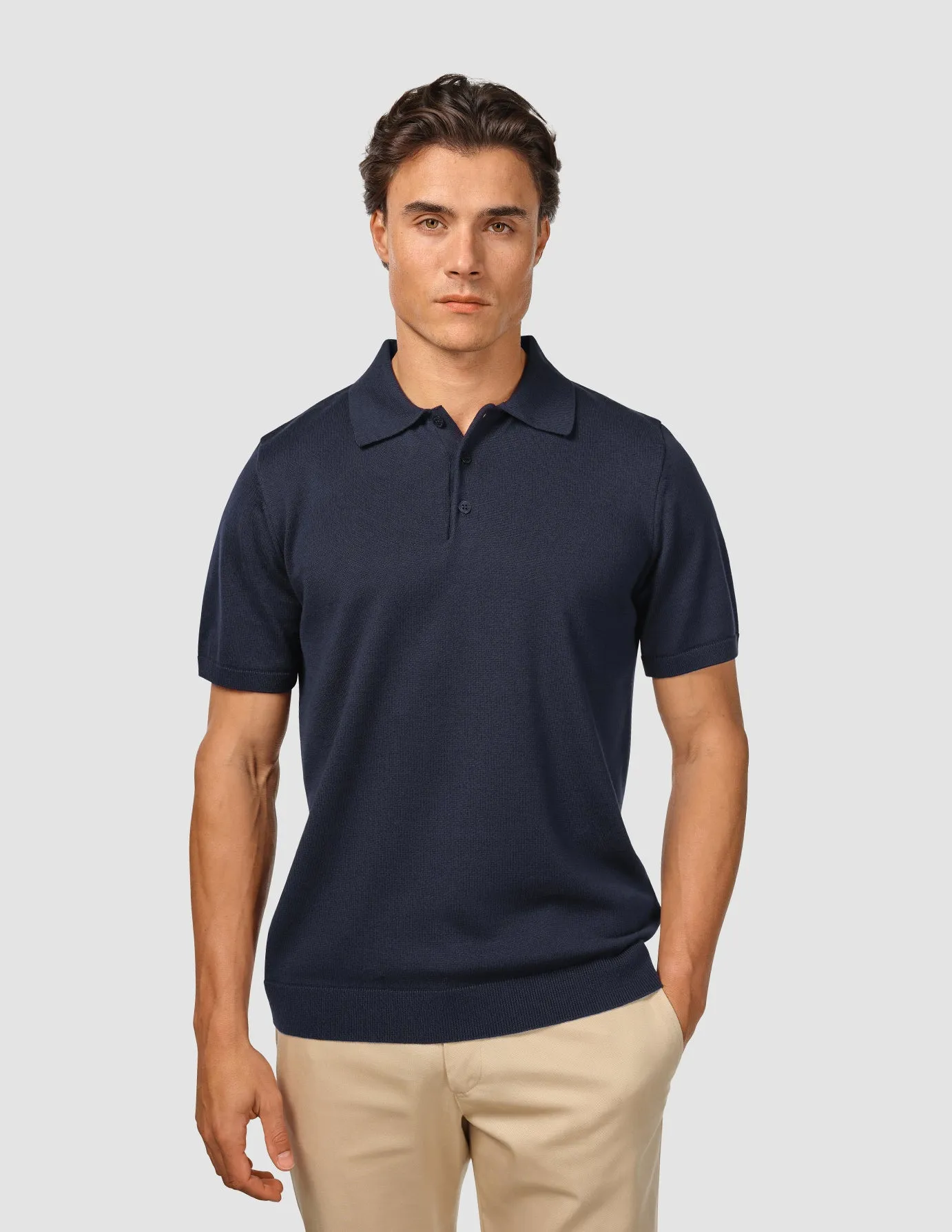 Everyday Knit Short Sleeve Polo Navy Everyday Trend DoubleStitched Seams